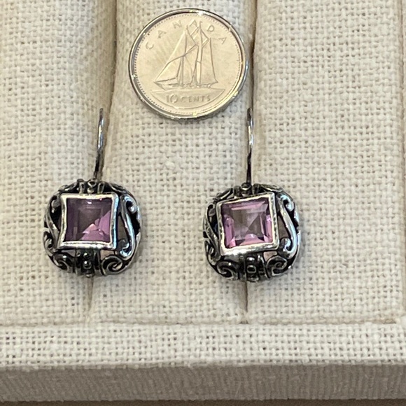 Sterling silver amethyst stone earrings - Picture 5 of 7